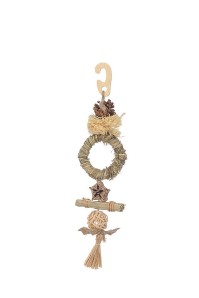 Bird toy with natural items